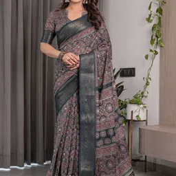 MAHARANI COUTURE Ethnic Motifs Printed Zari Pure Cotton Jamdani Saree image 4