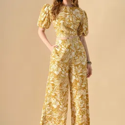 Monte Carlo Printed Round Neck Top With Trousers Co-Ords Set-image-87