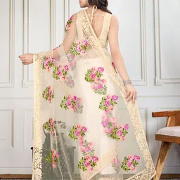 House of Pataudi Embroidered Work Saree With Blouse Piece image 2