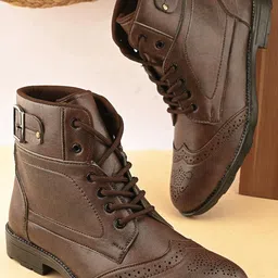 REAL BLISS FOOTWEAR Men Brown Leather Boots-image-9