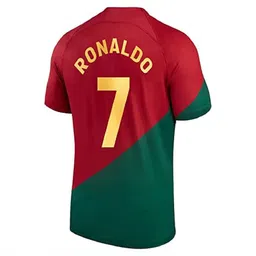 Ronaldo 7 Football Jersey with Black Shorts(Kid's, Boy's& Men) image 2