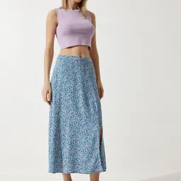 Happiness istanbul Floral Printed Flared Midi Skirts image 4