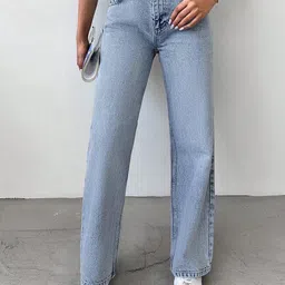 DressBerry Women Comfort Straight Fit High-Rise Light Fade Acid Wash Stretchable Jeans-picture-15