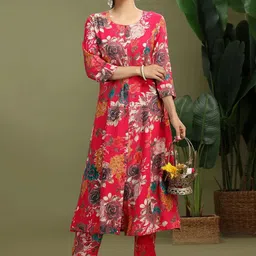 COTTON CULTURE Women Floral Printed Kurta with Trousers-picture-35