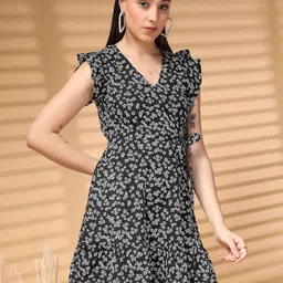 EVERYDAY by ANI Floral Print Crepe Fit & Flare Dress-picture-37
