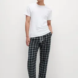 Marks & Spencer Men Checked Pure Cotton Mid-Rise Lounge Pants-picture-14