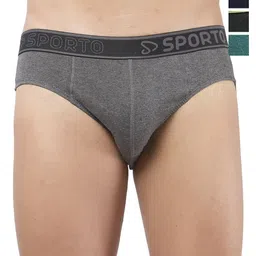 Sporto by Macho Pack Of 4 Cotton Mid-Rise Basic Briefs Sprto-M1010_A1-N1-Olv1-Prt1-XL-picture-34