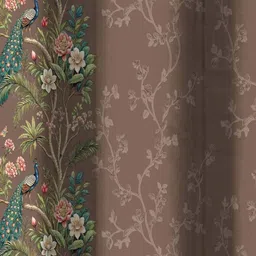 HOMEBREW FURNISHINGS Coffee Brown & Green Quirky Door Curtain image 3