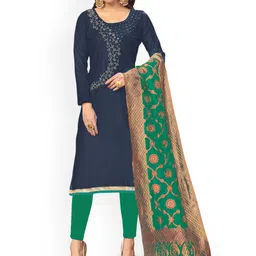 Maroosh Floral Embroidered Zari Work Jaam Cotton Unstitched Dress Material image 1