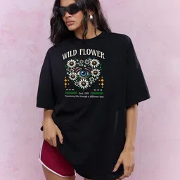 SZN Women Graphic Printed Round Neck Cotton Oversized T-shirt-image-57