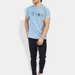 Greylongg Men Abstract Printed Round Neck Cotton T-shirt image 5