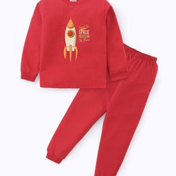 BLUSHES Kids Printed Pure Cotton Round Neck Night Suit-picture-0
