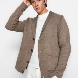 Trendyol Men Solid Notch Lapel Collar Cardigan-picture-14