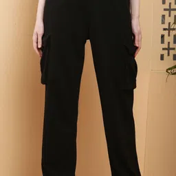 ARJ FASHION Women Relaxed Loose Fit Mid-Rise Easy Wash Trousers-picture-30