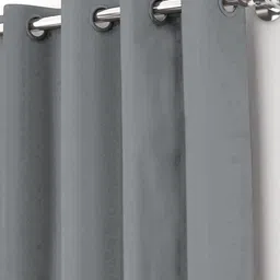 Aura Grey 2 Pieces Black Out Window Curtains image 4