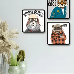 SAF Blue & Red 3 Pieces Cartoon Characters Printed Wooden Wall Art-picture-18