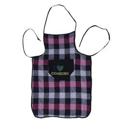 Kuber Industries Black & Pink Checked Cotton Apron With Centre Pocket image 4
