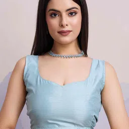 Peachmode Floral Embroidered Net Saree image 3