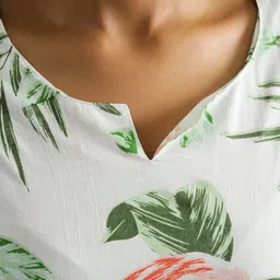 Mamicha Printed Pure Cotton V Neck Top With Trousers Co-Ords Set image 2