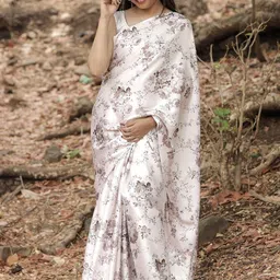 Kumarika Floral Satin Block Print Saree image 3