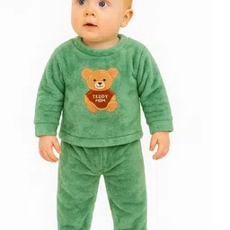 Fly Step Unisex Kids Green & Teddy Embellished Round Neck Cotton T-shirt & Pyjamas-picture-22