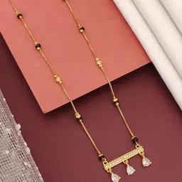 ABDESIGNS Gold-Plated American Diamond Studded and Beaded Mangalsutra image 2