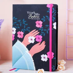 Doodle Black And Pink Floral Printed A5 WorkLife Balance Planner-picture-26