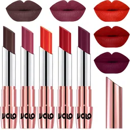 VOLO Set Of 5 Creme Matte Lipstick -Chocolate35-Rose Pink38-Coral39-Tomato Red40-Wine47-picture-21