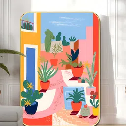 Myntra Elegant Homes Blue & Pink Wooden Colorful Terrace Garden Wall Art-image-28