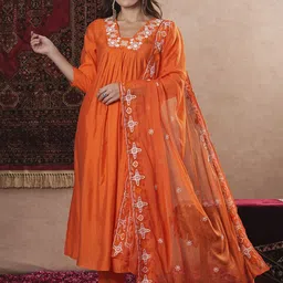 GoSriKi Women Regular Kurta with Trousers & With Dupatta-picture-25