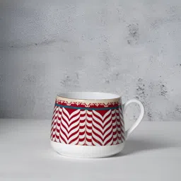 India Circus Isha White & Red 8 Pieces Printed Ceramic Cups & Saucers 280ml-image-8