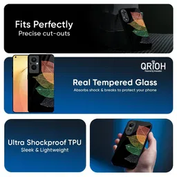 QRIOH Colorful Leaves Real Printed Oppo Reno14 Pro 5G Glass Back Case Mobile Accessories image 3