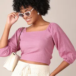 V-Mart Women Solid Square Neck Cotton Top-image-6