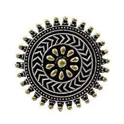 NAMAN ARTS Silver Plated Oxidised Large Circular Frame Adjustable Ring image 3