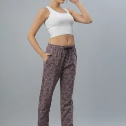 BLUWEEA Printed Cotton Mid Rise Lounge Pants image 4