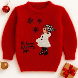 GTWO Kids-Unisex Red Wool Embroidered Sweater Vest Sweaters-picture-46