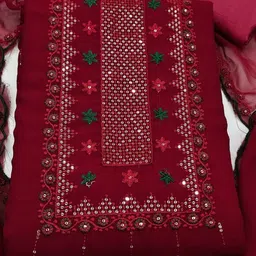 Rangtulika Ethnics Embroidered Unstitched Dress Material image 3