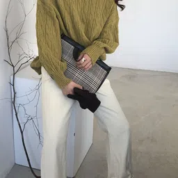 StyleCast Women Cable Knit Self Design Turtle Neck Longline Pullover-image-30