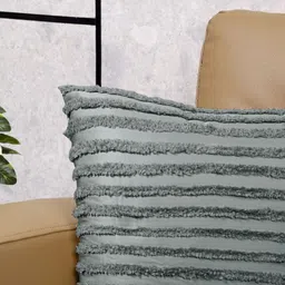 Saral Home Grey Set of 2 Striped Square Cushion Covers image 2