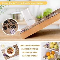 Kuber Industries Brown Floral Printed Water Resistant Shelf Liner image 5