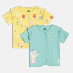MINI KLUB Infant Girls Pack Of 2 Printed Pure Cotton Jhablas28NGFV483 image 1