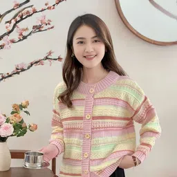 StyleCast Women Open Knit Self Design Round Neck Cardigan-picture-31