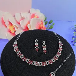 Anouk Rhodium-Plated Stones-Studded Jewellery Set-picture-17