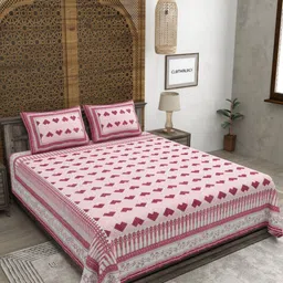 CLOTHOLOGY Pink & Black Floral 180 TC King Bedsheet with 2 Pillow Covers-picture-24