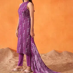 Anouk Ethnic Motifs Printed Halter Neck Straight Kurta With Trousers And Dupatta image 3