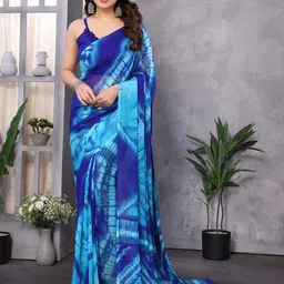 The Textile Hub Tie and Dye Pure Georgette Saree-image-64