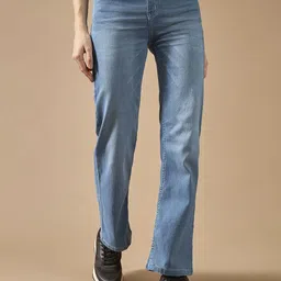 DOLCE CRUDO Women Wide Leg Light Fade Stretchable Jeans-image-60