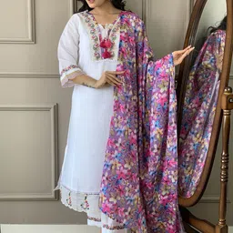 Siya Fashion Floral Yoke Design Thread Work Straight Kurta With Trousers & Dupatta-picture-12