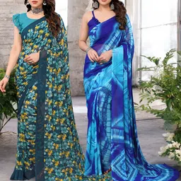 Moda Rapido Pack Of 2 Floral Pure Georgette Saree-picture-27