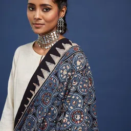 Taavi Ethnic Motif Printed Ajrakh Pure Cotton Dupatta-image-99